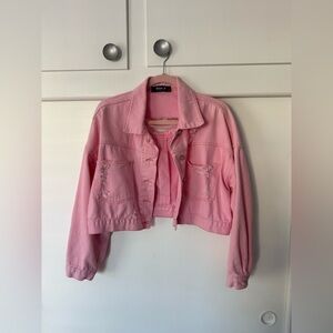 Blue B. Pink Denim Cropped Jacket